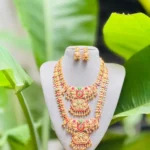 Heavy Antique Gold-Plated Double Layered Temple Necklace Set
