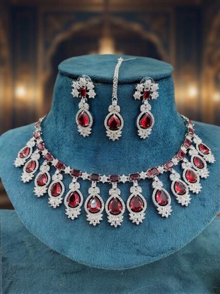 Traditional Indian Ethnic  AD Stone Jewellery Set